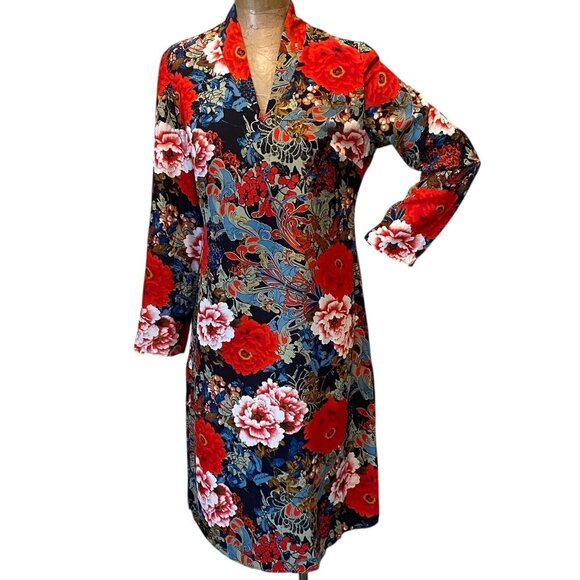 J. Peterman Japanese Silk Floral Print Tunic Dress Sz 8 #330i - Picture 1 of 10